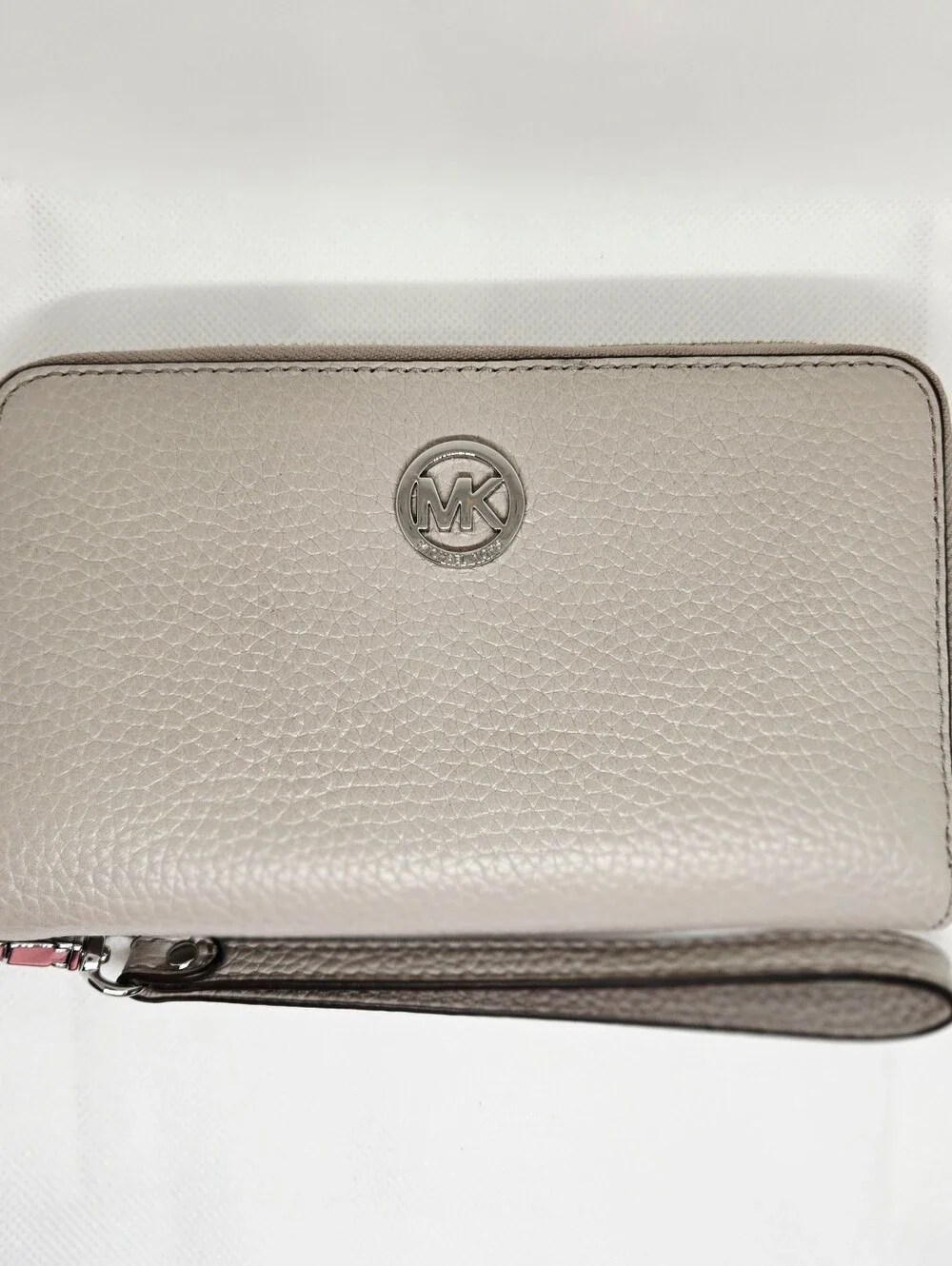 Michael Kors Pebble Leather Wristlet Wallet in Taupe